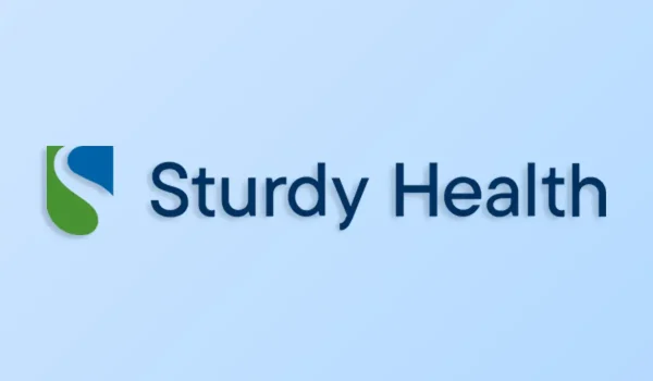 Sturdy Health Logo With A Blue Background